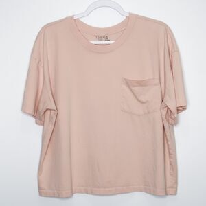 Time And‎ Tru Womens T-shirt Size XL Pink Cropped Top Neutral Minimalist